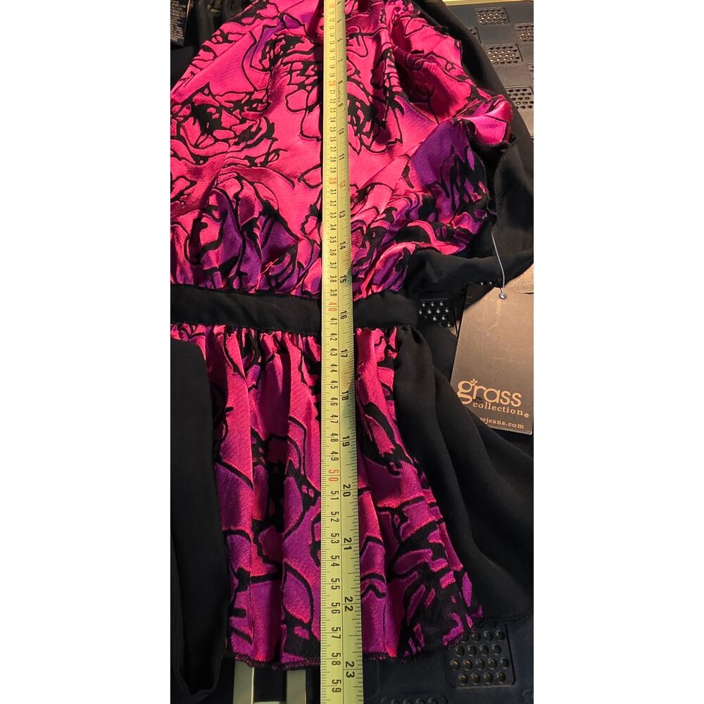 Grass Collection Purple Floral Button Tie Front Top Size Small‎ NWT - Picture 6 of 6
